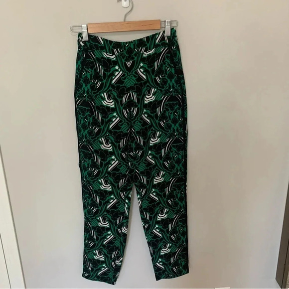 J. Crew Tuxedo Pant in Retro Floral Green/Black Size 0 - Picture 2 of 8